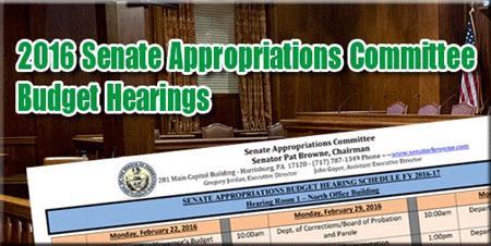 2016 Senate Appropriations Committee Budget Hearings
