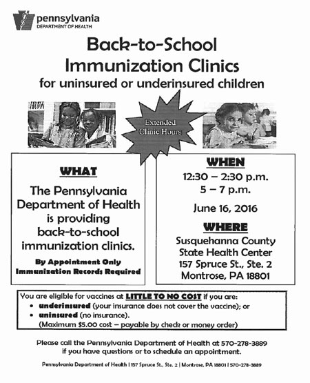 PA Dept of Health Immunization Clinic