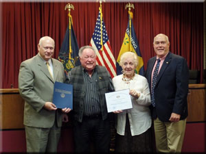 Left to Right: Arnie Kriner, Russell Reitz, Marie Reitz and State Representative Jeff Wheeland