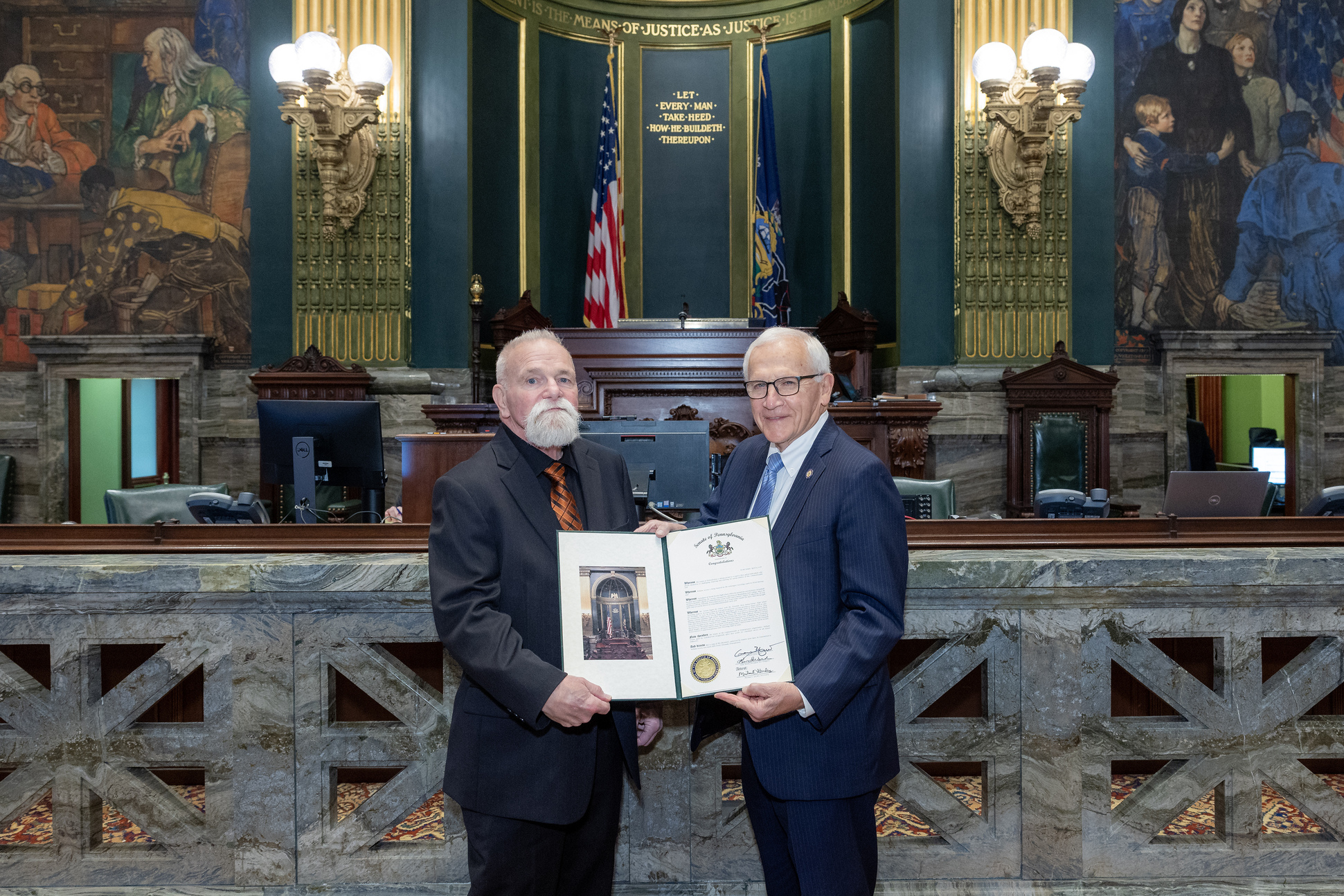Sen. Yaw pictured with Towanda High School Wrestling Head Coach Bill Sexton, the winningest wrestling coach in PIAA history