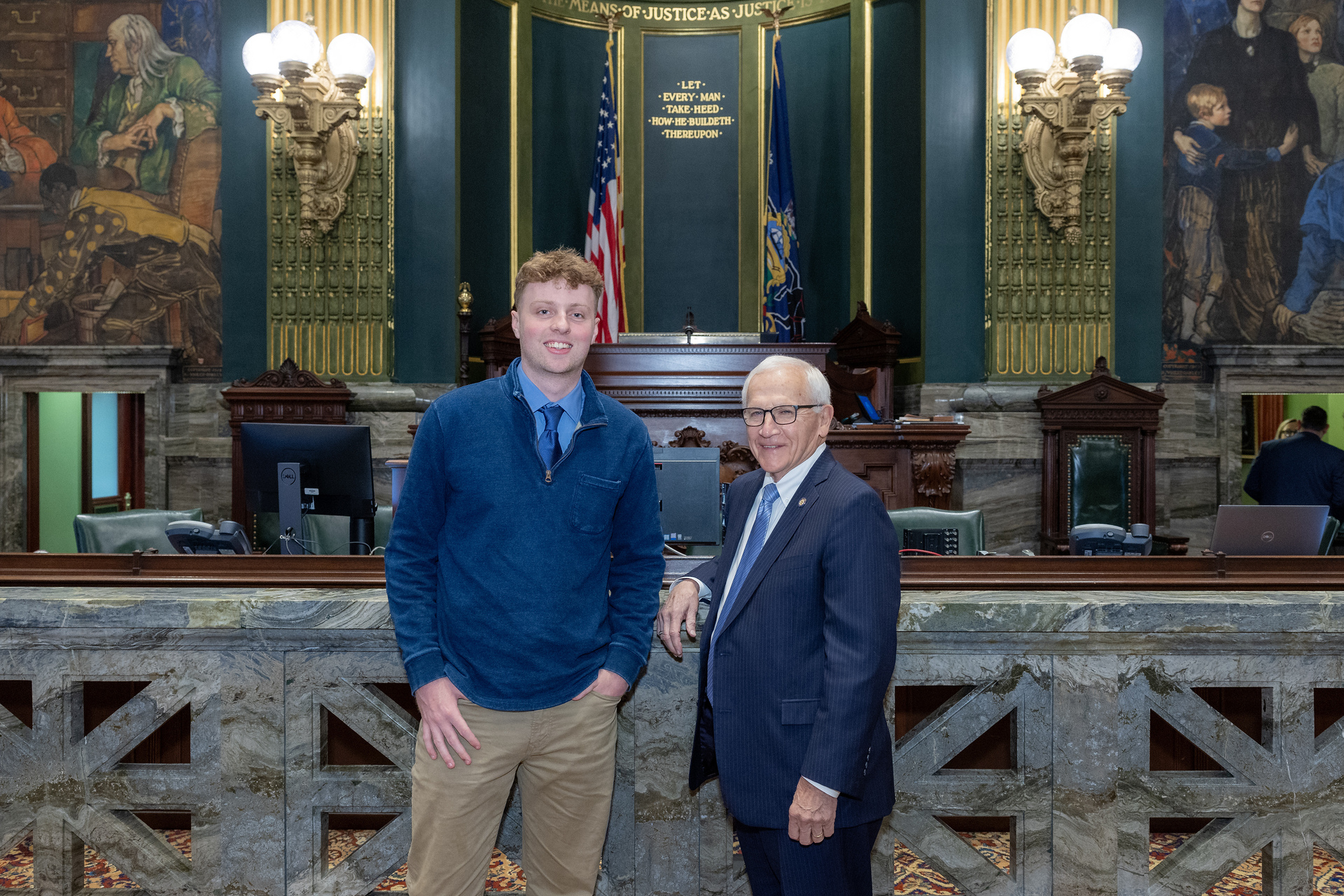 Sen. Yaw pictured with intern Ethan Bomgardner, a Mifflinburg Area High School graduate and current junior at Lycoming College majoring in Business Administration