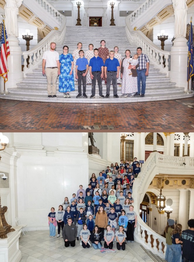 Photo collage of students posed in the PA Capitol.