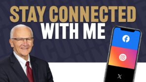 Sen. Gene Yaw stands next to bold text reading ‘Stay Connected With Me,’ accompanied by an angled smartphone graphic showing icons for Facebook, Instagram, and X.”