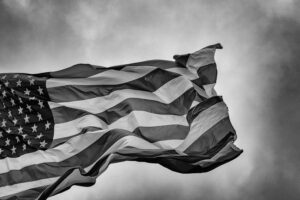The American Flag Flapping in the Wind