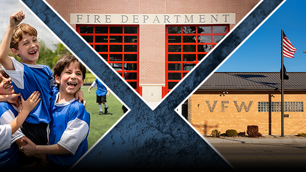Sports players, a fire hall, and a vfw