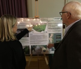 October 23, 2018 - Senator Yaw and Daria Fish, Chief Oil and Gas, discuss the Elk Creek Restoration Project. 10/23/18