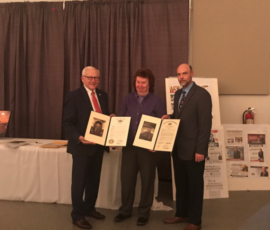 December 20, 2019 - Sen. Yaw honors outgoing Bradford County Treasurer Rebecca Clark for her years of public service. Also pictured is Jason Krise of the office of State Representative Tina Pickett. 12/20/19