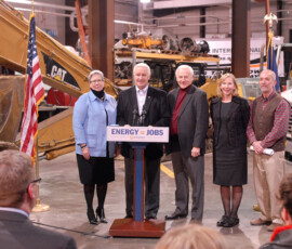 January 21, 2014 - Pennsylvania College of Technology President Dr. Davie Jane Gilmour and Senator Yaw welcomed Governor Tom Corbett and state Labor and Industry Secretary Julia Hearthway to Penn College where the Governor announced his 2014 energy plan. Surrounded by students, the governor toured the Energy Technology Education Center, which is a collaborative provider of hands-on training to emergency responders and to new and incumbent workers in the natural gas field. 01/21/14