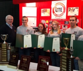 March 13, 2016 - Senator Yaw presented congratulatory citations to Williamsport Area High School Construction Trades Program students, under the direction of Randy Willliamson, for winning the 2016 National Association of Home Builder Student Chapters Residential Construction Management Competition in Las Vegas. RCMC is a competition that gives students the opportunity to apply skills learned in the classroom to a real construction company by completing a management project/proposal. Proposals are submitted to a group of construction company executives who act as judges. During the convention, students defend their proposals to the judges in front of an audience. 03/13/16