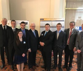 April 17, 2018 - Senator Yaw joins Lycoming College students Ruric Bowman, Anthony Mancuso, Carter Alexander, Brendan Drachler & Mikayla Feldbauer during the Undergraduate Research Project Showcase and Competition at the State Capitol. Also in attendance are advisors Dr. Peter Petokas, Research Associate, Clean Water Institute; Dr. Andrew Brandon, Assistant Professor of Mathematical Sciences & Philip Sprunger, Provost and Dean of the College/ Associate Professor of Economics. 04/17/18