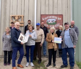 November 11, 2021- Senator Yaw and Rep. Tina Pickett celebrated the Happy Mountain Bouse Farm (Towanda) on Thursday, which has been designated a Pennsylvania Century Farm by the PA Department of Agriculture. Many Bouse family members were in attendance to receive honorary citations from Sen. Yaw, Rep. Pickett and Bradford County Commissioner John Sullivan. Those pictured included L to R: Carol Ann Watkins, Commissioner John Sullivan, Sen. Yaw, Rose Bouse, Ryan Vnuk, Donald Webster, Joey Ackley, Rep. Pickett, Linda Ackley, Tom Bouse, and Brian Ackley. 11/11/21