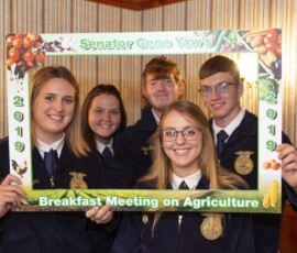 September 18, 2019 - FFA Students from Athens Area School District pose for a picture during Senator Yaw’s Annual “Breakfast Meeting on Agriculture.” 09/18/19