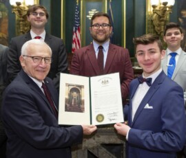 February 3, 2020 - Senator Yaw congratulates the Loyalsock Twp. Lancers Marching Band on their 2019 first-place finish during the Cavalcade of Bands Championships at Hershey Park Stadium last November.  The Lancer’s won the Cavalcade of Bands with a score of 92.7. 02/03/20