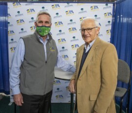 January 13, 2022 - Senator Yaw talks with Russell C. Redding, Secretary, Pennsylvania Department of Agriculture, during the 106th PA Farm Show in Harrisburg. 01/13
