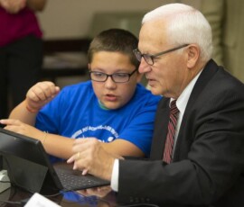 June 6, 2018 - Senator Yaw visits with elementary school students from Lewisburg for “Coding in the Capitol Day”, a day to demonstrate how to write a line of code, as well as discuss computer science programs across the Commonwealth. 06/06/18