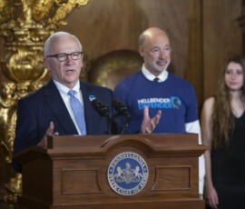 April 23, 2019 - Sen. Gene Yaw offers remarks during the ceremonial bill signing of Senate Bill 9, naming the Eastern Hellbender as Pennsylvania’s official State Amphibian. 04/23/19