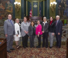 February 4, 2019 - Senator Yaw joins legislators and special guests, including his constituent Vicki Krebs, RN, Coordinator of Cardiac Rehabilitation at Evangelical Hospital in Lewisburg, as the Senate recognizes Cardiac & Pulmonary Rehabilitation weeks in PA. 02/04/19