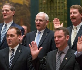 January 3, 2017 - State Senator Gene Yaw (R-23) was sworn in to his third term in the state Senate, representing Bradford, Lycoming, Sullivan, Susquehanna (parts) and Union counties, during a ceremony today in the Senate Chamber of the State Capitol in Harrisburg. 01/03/17