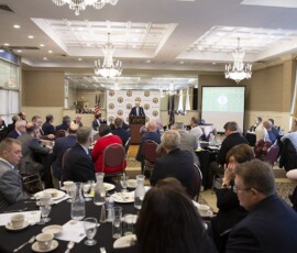 November 8, 2018 - Senator Yaw addresses the attendees during the Williamsport/Lycoming Chamber of Commerce’s Legislative Breakfast at the Genetti Hotel in Williamsport. 11/08/18