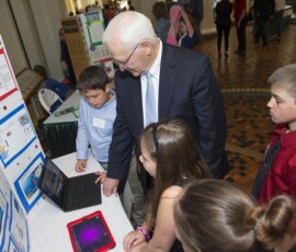 May 8, 2017 - Senator Yaw joins students from Montgomery Elementary School, Lycoming County, as part of the Pennsylvania Association for Educational Communications and Technology (PAECT) Showcase 05/08/17
