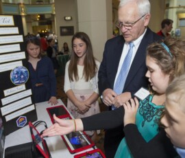 May 8, 2017 - Senator Yaw joins students from Montgomery Elementary School, Lycoming County, as part of the Pennsylvania Association for Educational Communications and Technology (PAECT) Showcase. 05/08/17