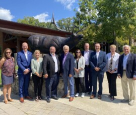 August 24, 2022 - The Center for Rural Pennsylvania held its annual board meeting at the Elk County Visitors Center in Benezette, Elk County. L to R: Ta Enos, founder and CEO of the PA Wilds Center for Entrepreneurship; Center for Rural Pennsylvania Board Members that include: Dr. Charles Patterson, President of Shippensburg University of Pennsylvania; Susan Snelick, President of Northern Pennsylvania Regional College; State Rep. Dan Moul; State Sen. Gene Yaw; Dr. Nancy Falvo, Clarion University of Pennsylvania; Steve Brame, President & Chief Executive Officer at Pennsylvania Rural Electric Association/Allegheny Electric Cooperative; Darrin Youker, Government Affairs, Horizon Farm Credit; Shannon M. Munro, Pennsylvania College of Technology and State Rep. Eddie Day Pashinski. 08/24