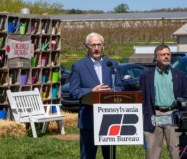 April 26, 2021 - During a news conference today at Flinchbaugh’s Orchard & Farm Market in Hellam Township, York County, Pennsylvania Farm Bureau (PFB) and the Chesapeake Bay Foundation voiced support for Senate Bill 465, legislation sponsored by state Sen. Gene Yaw (R-23). 04/26/21