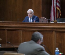 March 2, 2022 - Senator Yaw questions PA DEP Secretary, Patrick McDonnell, during the Senate Appropriations Budget hearing in Harrisburg. 03/02