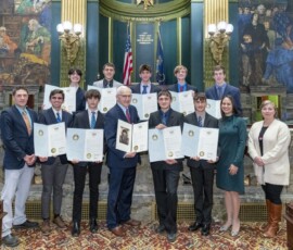 December 15, 2021 - Senator Yaw welcomed the Lewisburg High School Green Dragons Boys Cross Country Team to the state Capitol building in Harrisburg, upon winning the PIAA Class AA State Championship in Hershey in November. 12/15/21