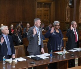 March 3, 2020 - Senator Yaw questions the presidents of the state-related universities during the Senate Appropriations hearing in Harrisburg on Tuesday. 03/03/20