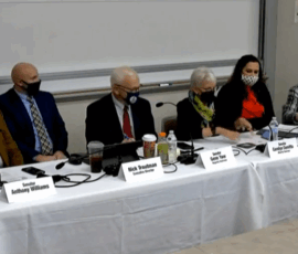 November 17, 2021 - Senator Yaw, Chairman of the PA Senate Environmental Resources and Energy Committee, facilitated a public hearing of the committee to discuss ongoing remediation efforts at the former Philadelphia Energy Solutions Refining Complex in Philadelphia. L to R: Sen. Anthony Williams; Nick Troutman, Committee Director (R); Sen. Gene Yaw, Majority Chair; Sen. Carolyn Comitta, Minority Chair; Emily Eyster, Committee Director (D); Sen. Katie Muth. 11/17/21