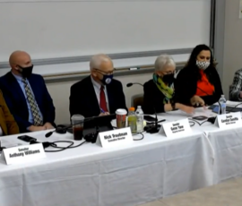 November 17, 2021 - Senator Yaw, Chairman of the PA Senate Environmental Resources and Energy Committee, facilitated a public hearing of the committee to discuss ongoing remediation efforts at the former Philadelphia Energy Solutions Refining Complex in Philadelphia. L to R: Sen. Anthony Williams; Nick Troutman, Committee Director (R); Sen. Gene Yaw, Majority Chair; Sen. Carolyn Comitta, Minority Chair; Emily Eyster, Committee Director (D); Sen. Katie Muth. 11/17/21
