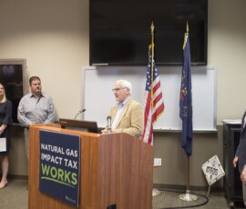 September 20, 2019 - Senator Yaw joined the Marcellus Shale Coalition, natural gas industry representatives and local leaders during an event at the Wyoming County Emergency Operations Center. The event, featuring remarks from Senator Yaw, Wyoming County Chamber of Commerce president Gina Suydam, Rep. Jonathan Fritz, Wyoming County Commissioner Tom Henry, Wayne County Commissioner Brian Smith and Susquehanna County Commissioner Alan Hall, explored how county and municipal leaders have leveraged nearly $150 million in natural gas impact tax revenues to improve local roads, bridges, parks and first-responder services. 09/20/19