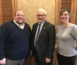 February 1, 2019 - Sen. Yaw joins members of the Greater Susquehanna Valley Chamber of Commerce Government Affairs Committee to provide a legislative update.  Pictured with Sen. Yaw are Chris Berleth, Relationship Director & Aimee Buehner, Gov. Affairs Committee Chair. 02/01/19