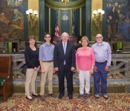 June 6, 2017 - Senator Yaw welcomes Shelly and Will Gowin of Canton Township and Elsie and Jerry Ross of Troy to the State Capitol Building. 06/06/17