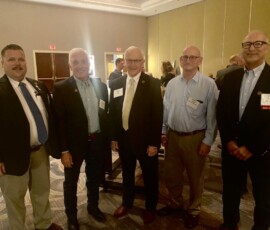 April 5, 2022 - Senator Yaw joins members of the PA Hardwoods Association [ L to R: Scott Cummings, President, Cummings Lumber Co.; Ray Wheeland, CEO/Vice President and International Sales, Wheeland Lumber; Sen. Yaw; Richard Roush, Dean, College of Agricultural Sciences, Penn State University and Norm Steffy, Vice President of Cummings Lumber Co. 04/05