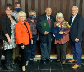 October 4, 2020 - Senator Yaw attended the Sullivan County Chamber’s Annual Dinner and Citizen of the Year Award Presentation where he presented Senate Citations to Spencer and Barbara Davis.  Pictured Left to Right:  Candy Kaye Williams, Chamber Managing Director; Zack West, Chamber President; Rep. Pickett; Carol Ferrell, Chamber Treasurer; Spencer Davis; Barbara Davis; Senator Yaw. 10/04/20