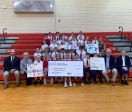 October 1, 2019 - Senator Gene Yaw and Rep. Tina Pickett join officials from the Bridge Educational Foundation, UnitedHealthcare and Waste Management for a scholarship presentation with faculty and students at St. Agnes Elementary School, Towanda, on Tuesday. 10/01/19
