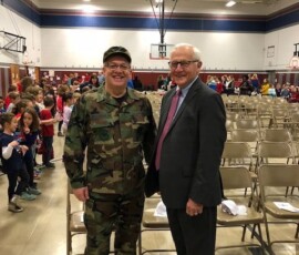 November 12, 2018 - Senator Yaw joins students and Loyalsock Twp school superintendent Gerry McLaughlin at Donald E. Schick Elementary for a hero's welcome and a Veterans Day program for area service members and their families. 11/12/18