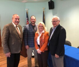 October 11, 2019 - Senator Yaw attended the Montrose Area Chamber & Endless Mountains Business Association Legislative Luncheon on Friday.  L to R:  Susquehanna County Commissioner Alan Hall; State Rep. Jonathan Fritz; Dr. Alice Davis, Susquehanna County Career and Technology Center; and Senator Yaw. 10/11/19