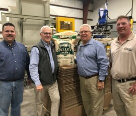 May 16, 2019 - Senator Yaw tours Barefoot Pellet Co. located in Troy, PA.  L to R:  Scott Cummings, President, Cummings Lumber Co.; Sen. Yaw;  Roy Cummings Jr. and Mike Davison, Plant Manager at Barefoot Pellet Co. 05/16/19