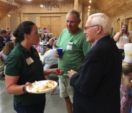 July 2, 2019 - Senator Yaw speaks with Eileen Warburton of Sullivan County and Jim Van Blarcom of Bradford County, during the “Friends of Ag Tailgate” in Troy. 07/02/19
