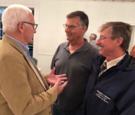 October 7, 2019 - Senator Yaw speaks with Union County Farm Bureau Members James Brubaker and Commissioner Preston Boop during the Annual Farm Bureau Fall Meeting in Mifflinburg. 10/07/19