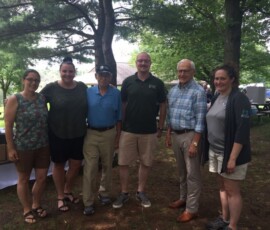 July 16, 2021 - Senator Yaw celebrated the 65th anniversary of the Bradford County Conservation District during an event at Mt. Pisgah State Park, Troy PA. L to R: Vanessa Billings-Seyler, Endless Mountains Heritage; Robyn Cummings, Bradford County Tourism; Wylie Norton; Cain Chamberlin, Endless Mountains Heritage; Senator Yaw; and Cathy Yeakel, Director BCCD. 07/16/21