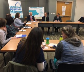 April 11, 2019 - Senator Yaw participates in a roundtable discussion with the Pennsylvania Partnerships for Children - Childhood Begins at Home Coalition – to learn more about evidence-based home visiting programs. 04/11/19