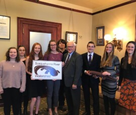 March 19, 2018 - Senator Yaw met with members of the Chesapeake Bay Foundation Student Leadership Council to discuss the importance of designating the Eastern Hellbender as the state amphibian. 03/19/18