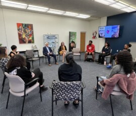 October 6, 2022 - Senator Yaw speaks with students at Lycoming College, Williamsport, who are enrolled in the fall Civic Engagement class taught by Dr. Angela Kurtz. 10/06
