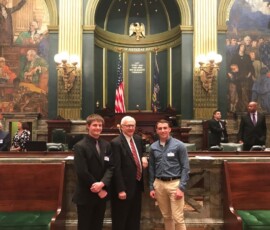 May 23, 2018 - Senator Yaw welcomes Pennsylvania Governor's School for the Sciences students Kade Heckel and Donavan Keen to the Floor of the Pennsylvania Senate. 05/23/18