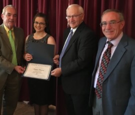 May 20, 2016 - Rep. Garth Everett, Sen. Yaw and Jersey Shore Chamber Chairman Craig Harris recognize FBLA Jersey Shore Chamber Scholarship recipient Hanna Norman. 05/20/16
