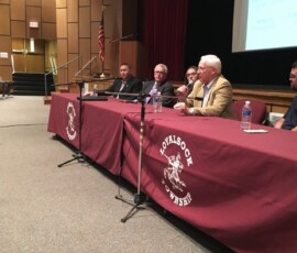 October 27, 2016 - Project Bald Eagle, a coalition of organizations, community leaders, professionals and citizens working together to stem the tide of the heroin epidemic, hosted a presentation and town hall meeting on opioids at the Loyalsock High school auditorium. The evening consisted of a panel discussion with panelists Steve Murphy Shope, executive director of Project Bald Eagle; Sen. Yaw; Barry Denk, of the Center for Rural Pennsylvania; Dr. Todd Fausnaught, of CleanSlate; and Kathleen Hugo, of Crossroads Counseling. 10/27/16